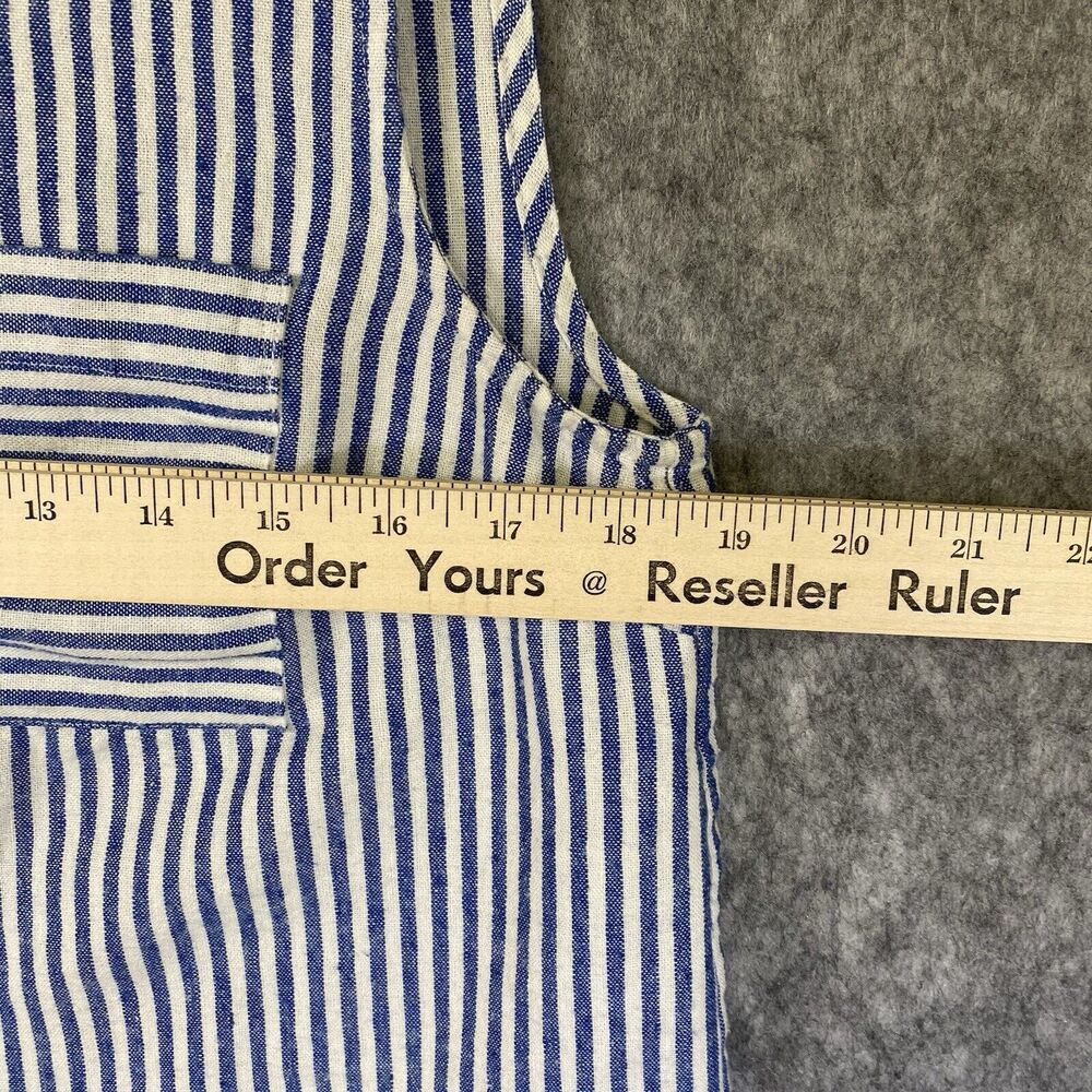J. Crew Sleeveless Boxy Shirt Womens 8 Blue White Striped Preppy Southern - Picture 4 of 11